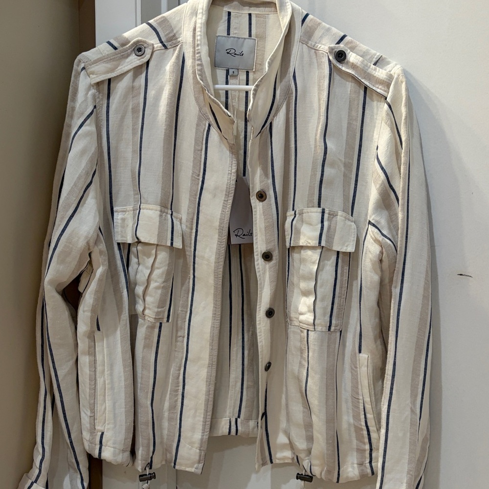 Rails Cream and Navy Striped Utility Jacket